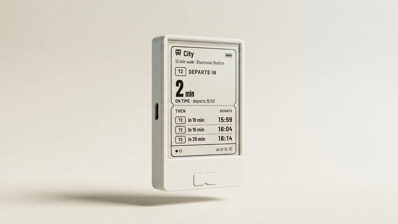 Angled concept view of the compact Get on board display