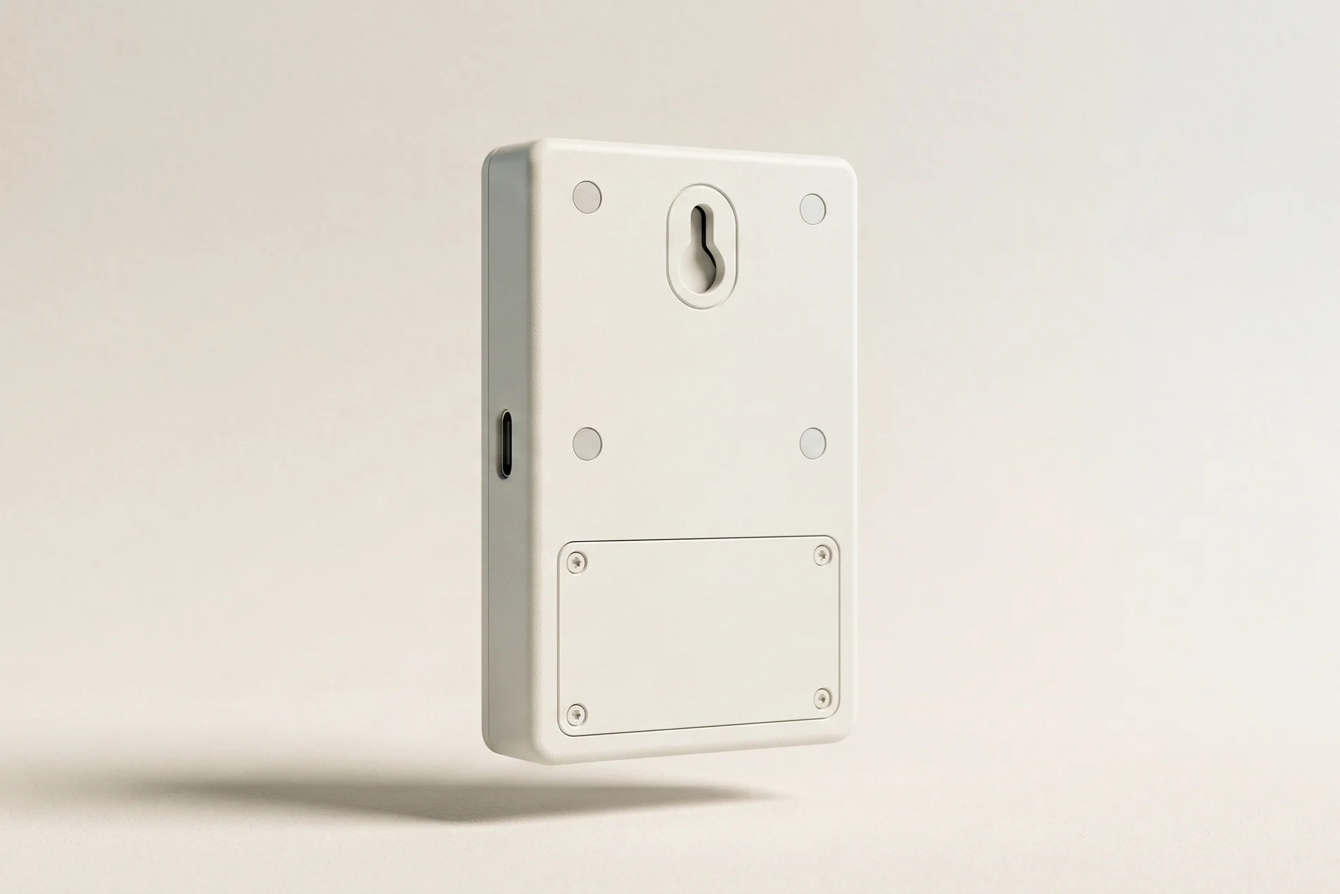 Rear of the Get on board concept showing integrated magnets and wall-mount slot